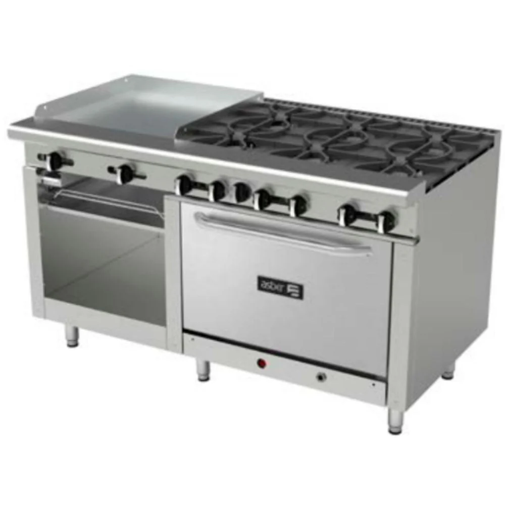 19055243 AEMR G24 B6 60H LPG 6 FUEGOS ABIERTOS + PLANCHA 24" + GRATINADOR + HORNO 36"