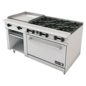 19055317 AEMR G24 B6 60H NG 6 FUEGOS ABIERTOS + PLANCHA 24" + GRATINADOR + HORNO 36"
